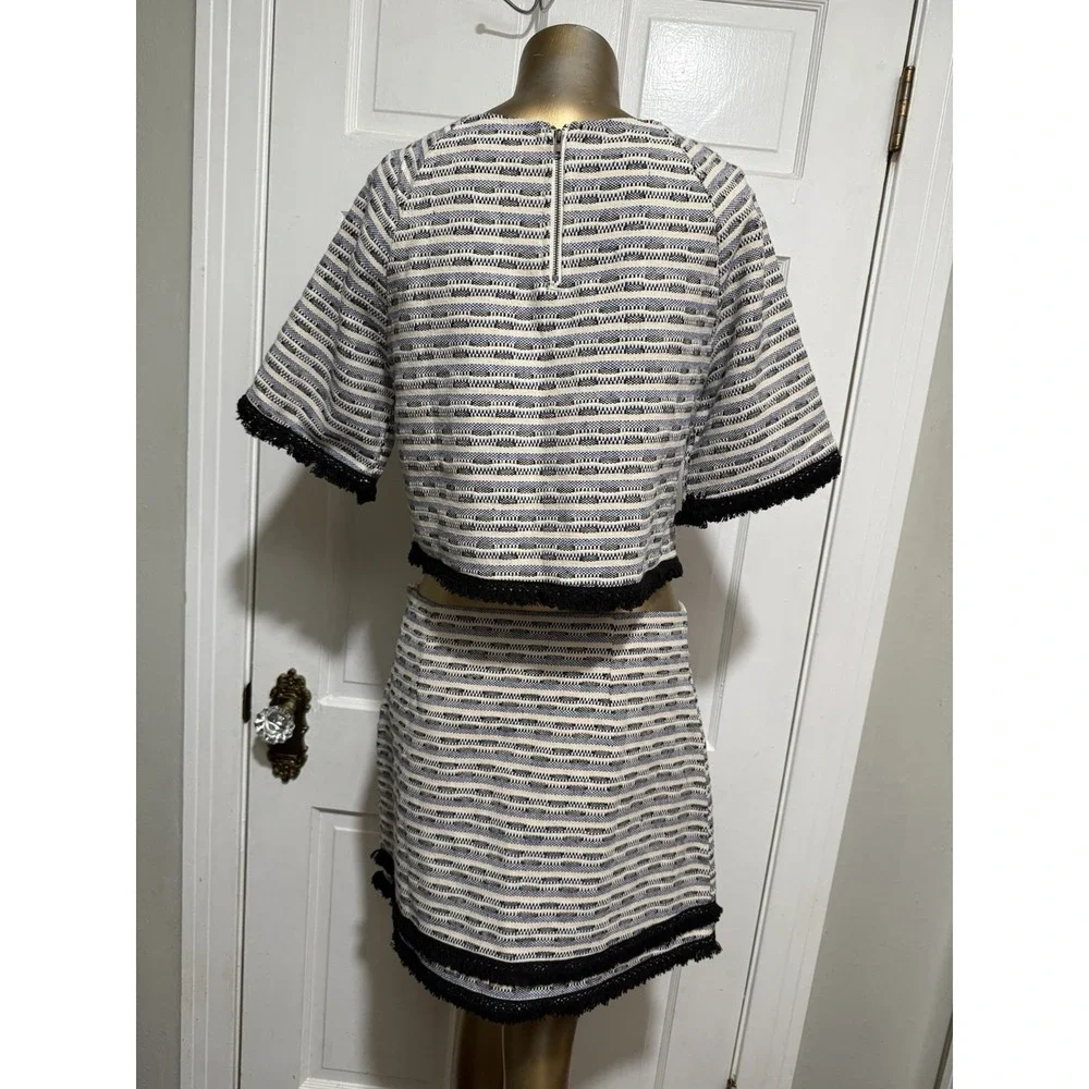 Two Piece Lush Brand Outfit Shirt Skirt Womens Matching Size Medium Large Cream